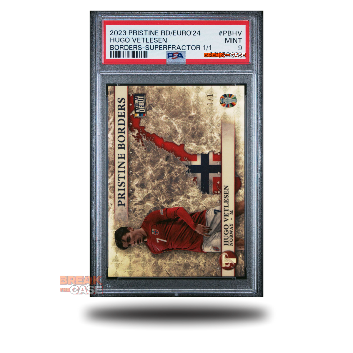 Hugo Vetlesen - Pristine Borders - Nationl Debut - PSA 9 - Superfractor 1/1 - Topps Pristine Road to Euro 2024