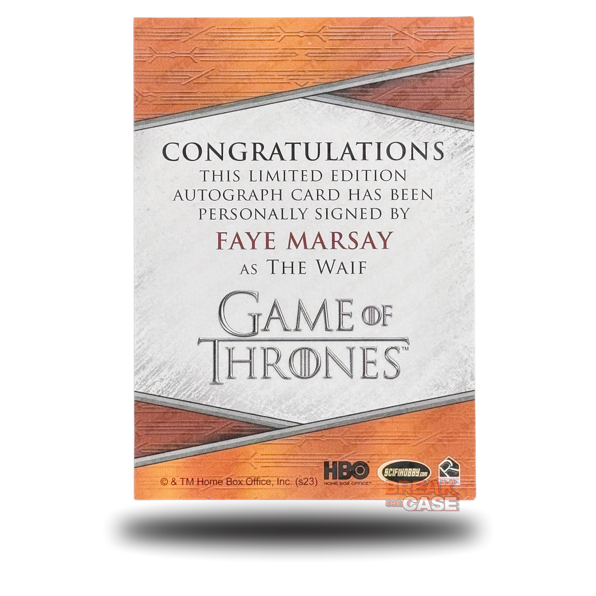 GoT: Legends of the Realm - Faye Marsay - The Waif - Auto/Signatur