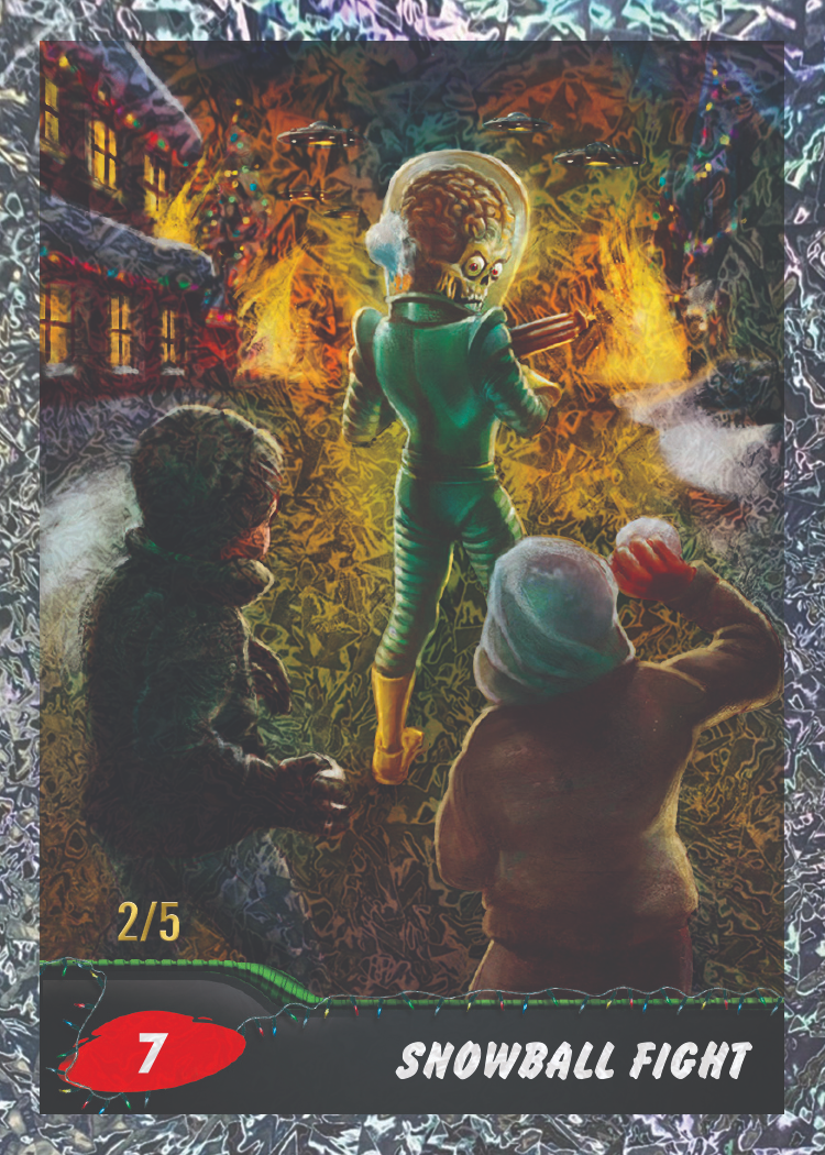 Topps Mars Attacks Christmas 2026 Hobby Box – Beispielkarte Snowball Fight