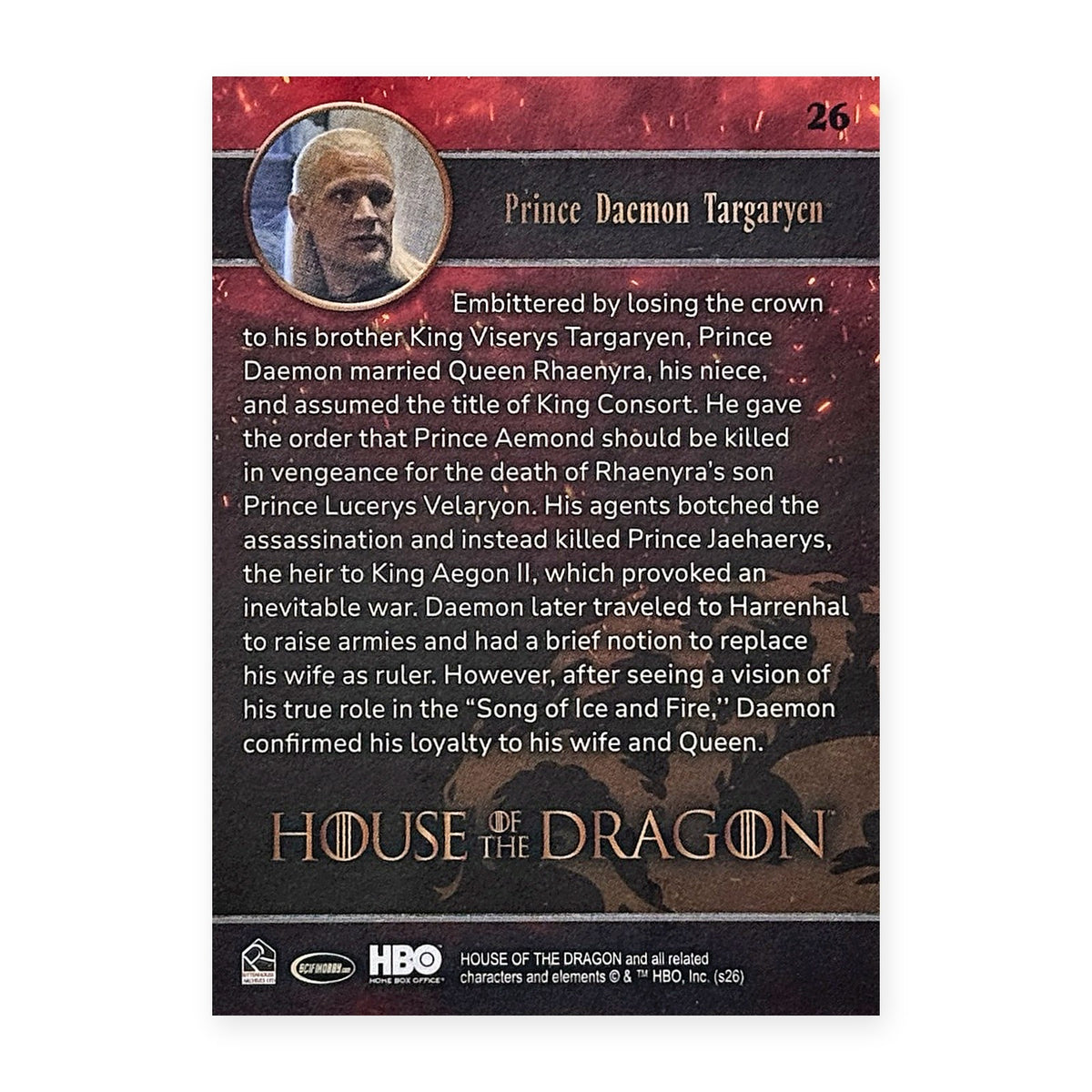Prince Daemon Targaryen 26 HotD Series 2 Rückseite