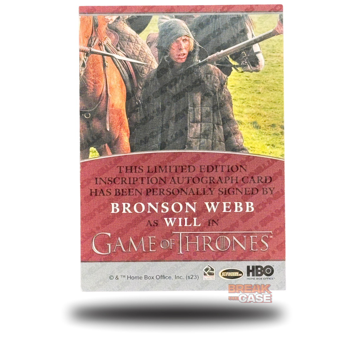 GoT: Legends of the Realm - Bronson Webb / Will - Auto/Signatur + Inscription ''Game of Thrones''