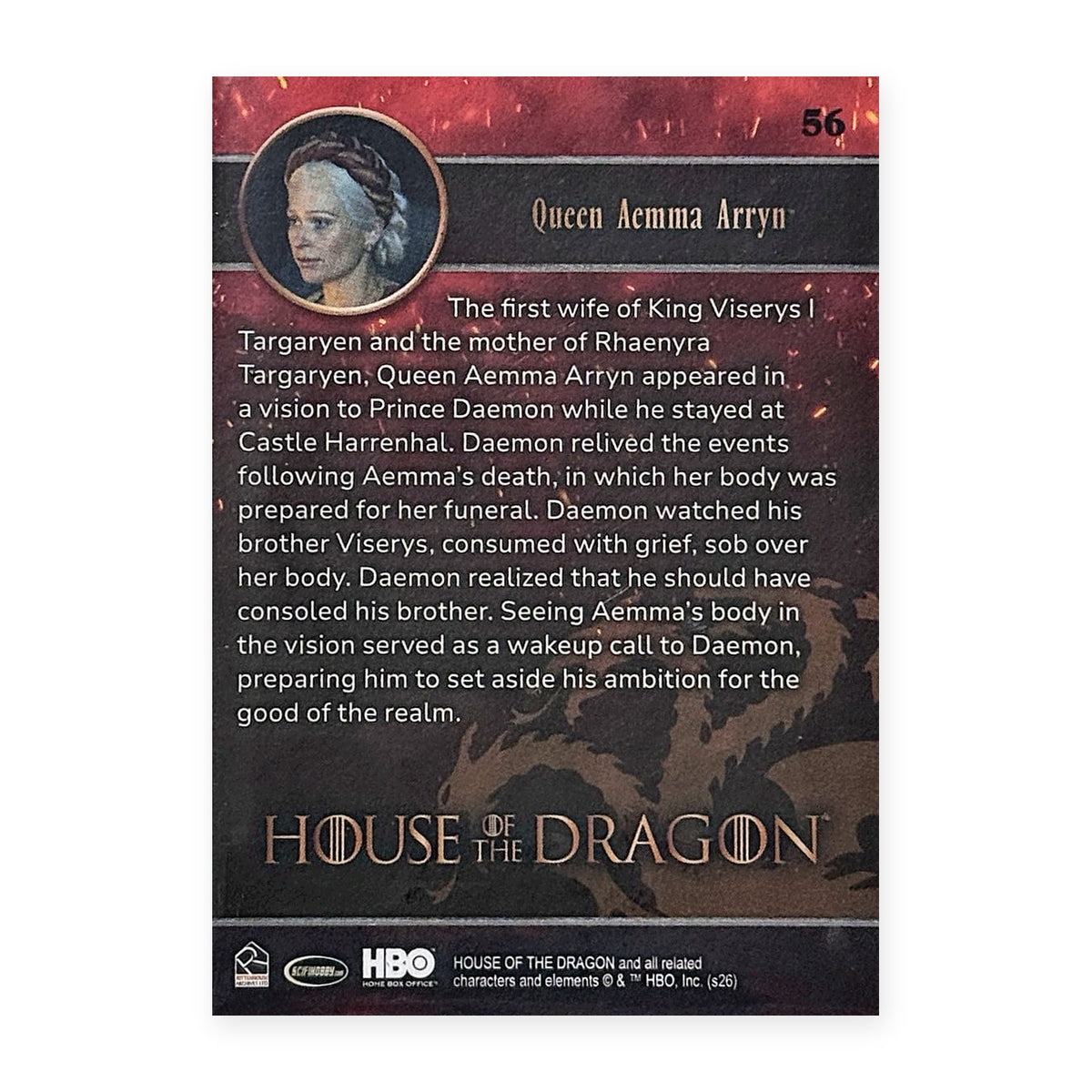 Queen Aemma Arryn 56 HotD Series 2 Rückseite