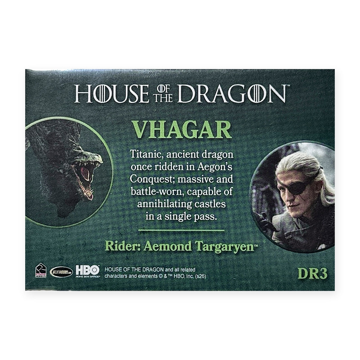 Vhagar & Prince Aemond Targaryen DR3 HotD Series 2 Rückseite