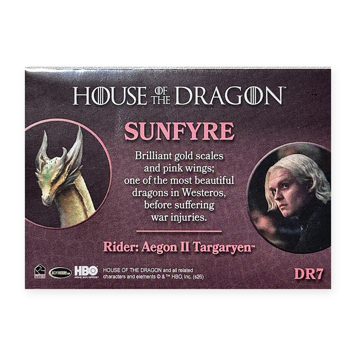 Sunfyre & King Aegon II Targaryen DR7 HotD Series 2 Rückseite
