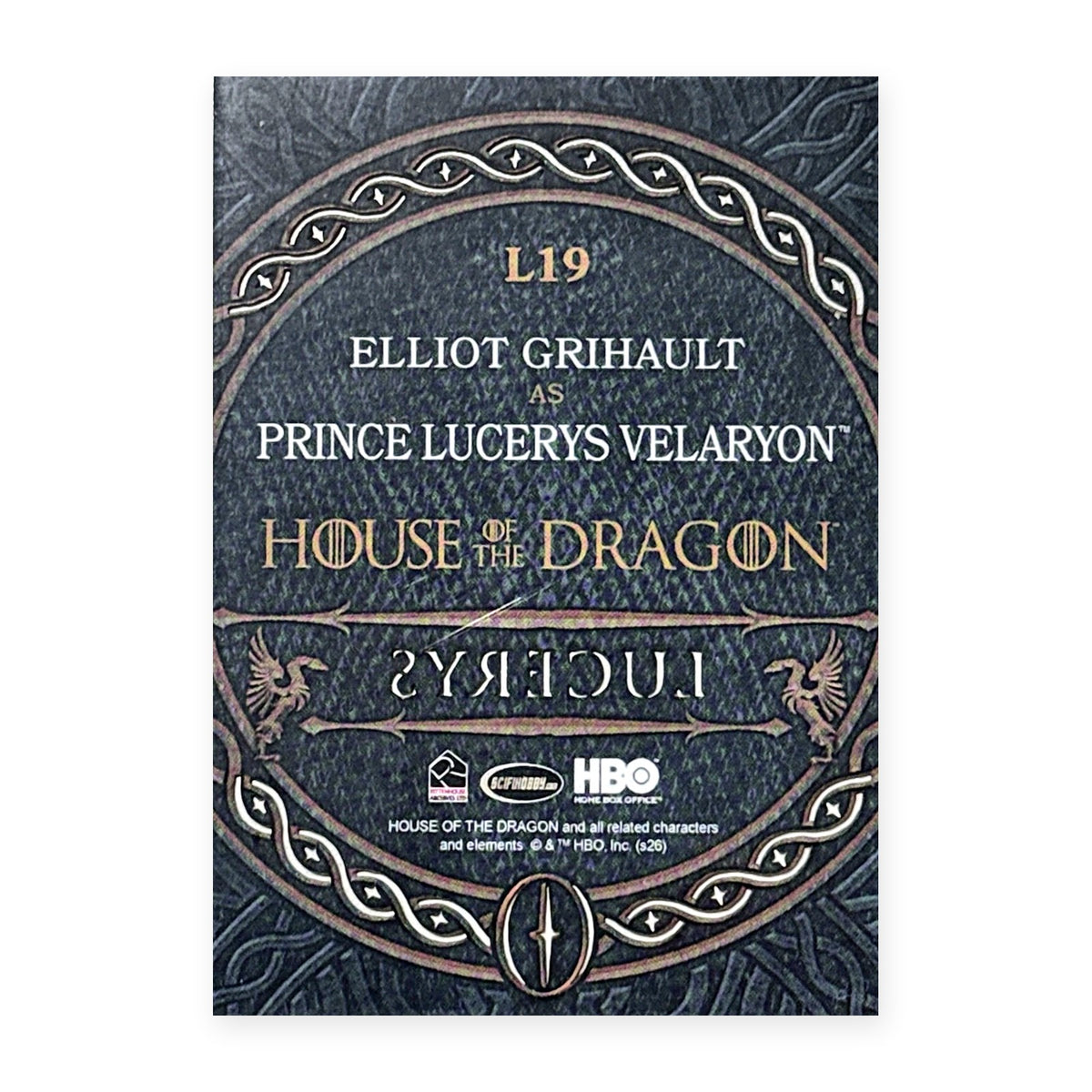 Elliot Grihault Prince Lucerys Velaryon L19 HotD Series 2 Rückseite
