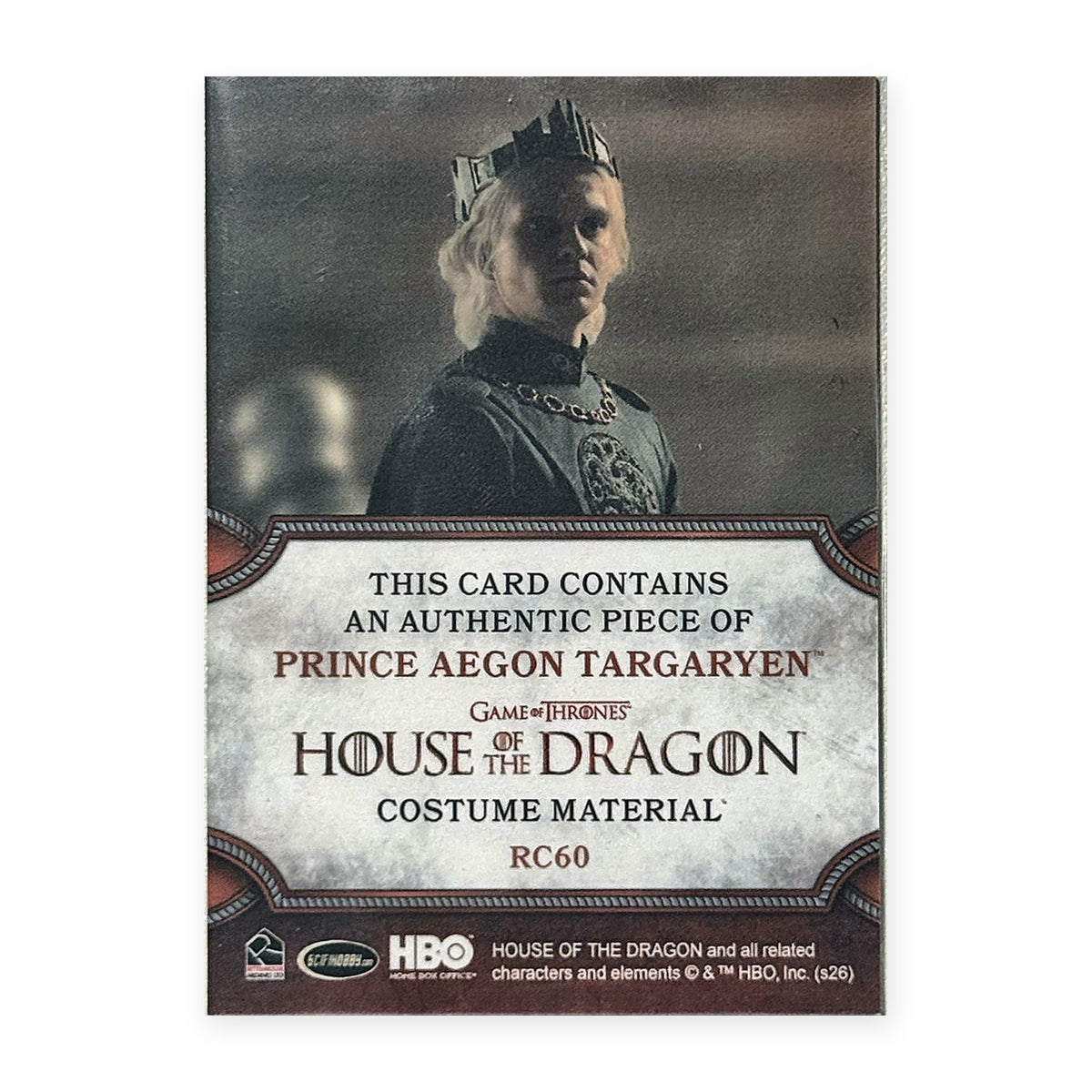 Prince Aegon Targaryen RC60 HotD Series 2 Rückseite