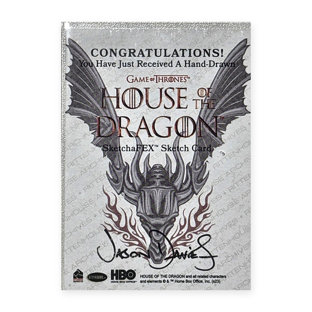 Red Dragon Sketch Card 1/1 HotD Series 2 Rückseite